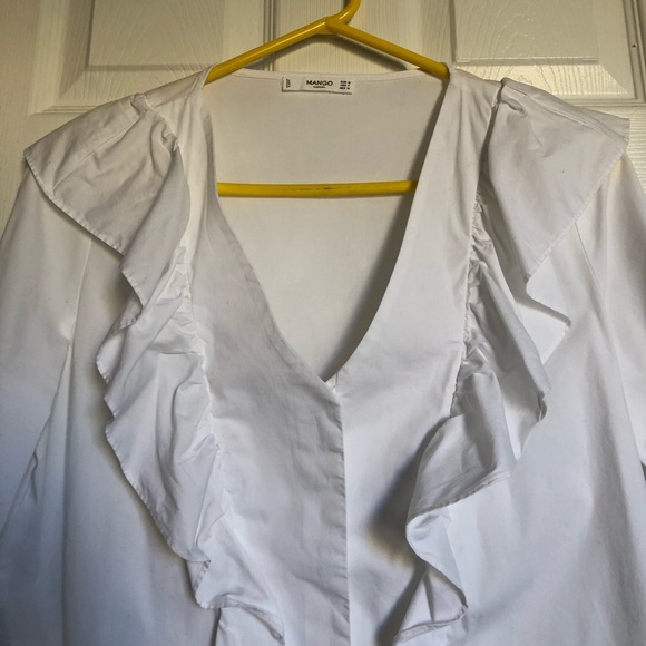 White ruffle button down - Picture 5 of 6